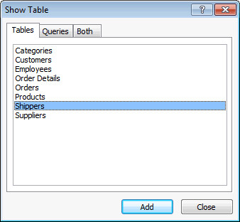 Cửa sổ Show Table | Cách tạo Combo Box trong Access